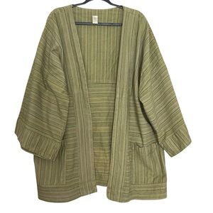Soul Flower L/XL Striped Green Kimono Cardigan